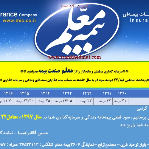   ایران خدمت | نمایندگی بیمه معلم کد ۳۶۰۶